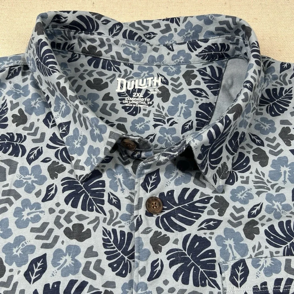 Duluth Trading Shirt Mens 2xl Floral Camp Un-Longtail Standard Fit Hawaiian